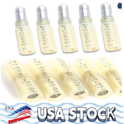 Heat Shrink Female Male Bullet Connectors 12-10AWG Marine Crimp Terminals 100pcs - Image 1 of 4