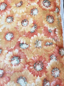 Sewing Fabric Benartex Screen Print Gold Orange Sunflowers 1.75ydx45" Cotton - Picture 1 of 3