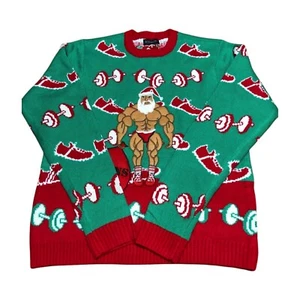 Men's Blizzard Bay Buff Workout Santa Gains Ugly Christmas Sweater - Size XL NWT - Picture 1 of 9