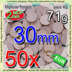 50x 30mm Round Base 2mm MDF Socle Circular War Hammer 40k Infinity Age Of Sigmar - Imagen 1 de 9