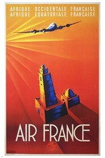 vintage travel poster FRENCH AIRLINE sunrise COLORFUL unique 24X36 EXOTIC