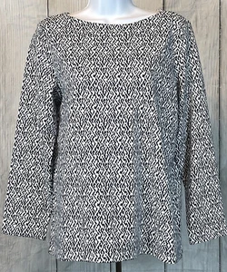 Nuevo con etiquetas Camiseta elástica Rafaella para mujer manga media larga blanca azul cuello barco - Imagen 1 de 11