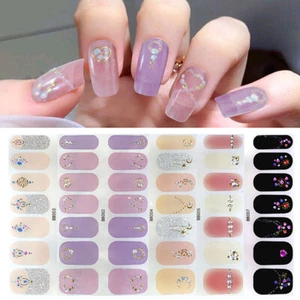 14 Tips 3D Nail Foil Full Cover Self-adhesive Nail Decal Decor Full Nail Wraps - Picture 1 of 16