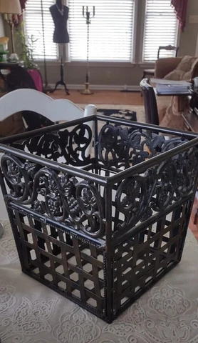 13" Victorian square Iron Garden Planter Stand HEAVY black scroll work Cover
