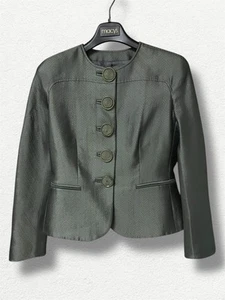 Giorgio Armani Women’s Jacket Suit 40 Green Silk Wool Made In Italy Button Down - Picture 1 of 7