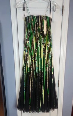  Выпуск Нью-Йорк размер 4 зеленый шелк и тюль спагетти ремень вечернее платье и выпускного - Изображение 1 из 4