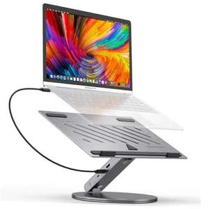 Soporte ajustable para laptop con estación de acoplamiento USB 6-in-1 HUB Gris - Afbeelding 1 van 7