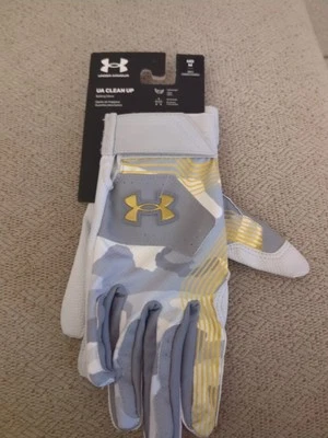 Guantes de bateo de béisbol Under Armour UA Clean Up gris/dorado para hombre medianos  Foto 1 de 2
