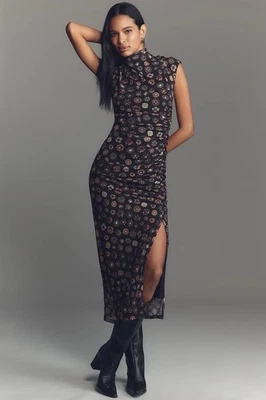 Vestido ANTHROPOLOGIE The Maya Acanalado Capucha Cuello Edición Malla Para Mujer M Foto 1 de 3