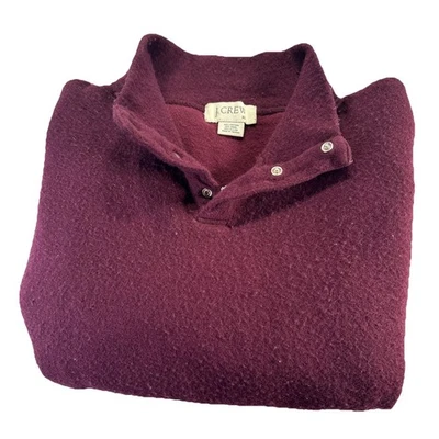 Suéter J.Crew Para Hombres XL Borgoña Sangre de Buey Púrpura Lana Tejido Heritage Cuello A Presión Foto 1 de 4
