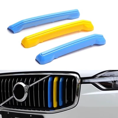 3 piezas de molduras de inserción de parrilla delantera de coche color bandera de Suecia para Volvo XC60 2018-2021 Foto 1 de 4