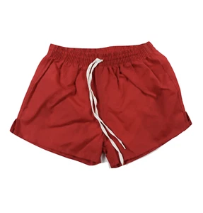 NOS Vintage 90s Youth Large Lined Nylon Running Jogging Soccer Shorts Red Blank - Picture 1 of 6