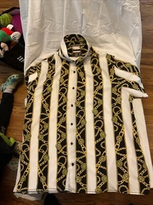 Baroque Gold (Drill) All Over Print 4 Way Stretch Fabric Medallions & Chains 3XL - Picture 1 of 9