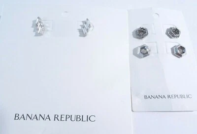 Aretes hexagonales recortados en zig zag de cristal plateado Banana Republic para mujer se Foto 1 de 4
