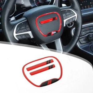 3pcs Steering Wheel Cover Trim For Dodge Challenger /Charger 15+/Durango 14+ Red - Bild 1 von 5