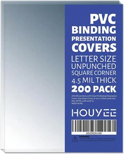 200er-Pack 4,5 Mil PVC Bindung Präsentation Abdeckungen klare Bericht Abdeckungen 8,5X11 Zoll - Bild 1 von 12