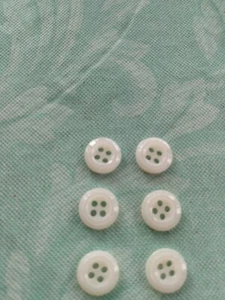 1BX20 6 PEARLESCENT WHITE 3/8 inch 4 HOLE BLOUSE SHIRT BUTTONS - Picture 1 of 3