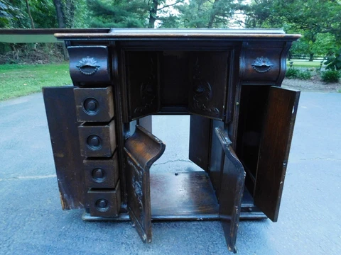 Antique LATE 1800's SEWING MACHINE CABINET...FURNITURE..TABLE..BASE Cover