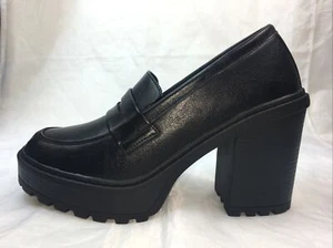 FOREVER-STATE85 CHUNKY PLATFORM LOAFER 4" Hi-Chunky Block Heel Women PUMP 7.5 10 - Picture 1 of 12