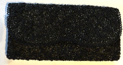 LA REGALE черный бисером коктейль вечер застежки сумочки свадьбы выпускного 10,25 «x 5,25» - Изображение 1 из 4