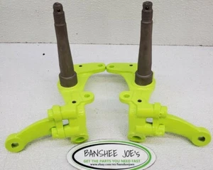 90-06 Yamaha Banshee front steering knuckles freshly powder coated Hyper Yellow - Picture 1 of 3