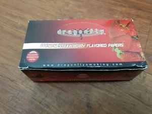 Flavoured rolling papers Box of 12 kingsize dragonfly premium strawberry sealed - Picture 1 of 3