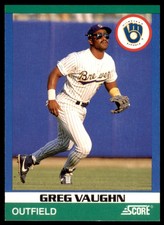 1991 SCORE 100 RISING STARS GREG VAUGHN . MILWAUKEE BREWERS #65