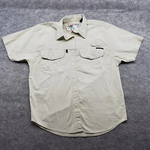 Ex Officio Shirt Men's Size Medium Beige Short Sleeve Button Up Outdoor Pockets - Picture 1 of 13