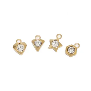 30pcs Stainless Steel Charms Gold Crystal Star Heart Jewelry Making Pendants - Picture 1 of 11