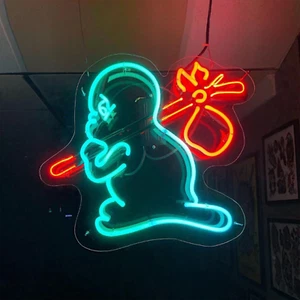 Run Away Real Glass Neon Sign Light for Man Cave Living Room Wall Decor 24"x24" - Picture 1 of 1