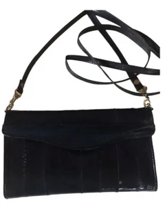 VINTAGE LEE SANDS GENUINE EEL NAVY BLUE SHOULDER CLUTCH REMOVABLE STRAP - Picture 1 of 14