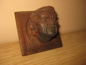 ANTIQUE CARVED WOOD WOODEN FRAGMENT OF THE WRITER  Honoré de Balzac ? FACE XIX - Picture 1 of 4