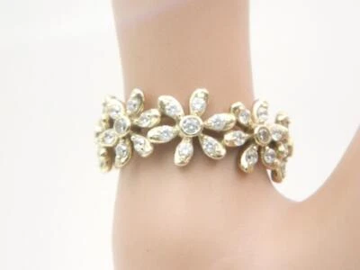 Banda de eternidad de diseñador de plata esterlina 925 con circonita cúbica flor de margarita talla 9 Foto 1 de 4