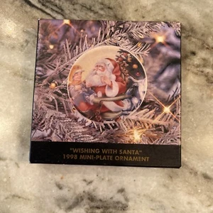 HARLEY DAVIDSON Mini Plate 1998 "Wishing with Santa" 97904-99Z Ornament Vintage - Picture 1 of 6