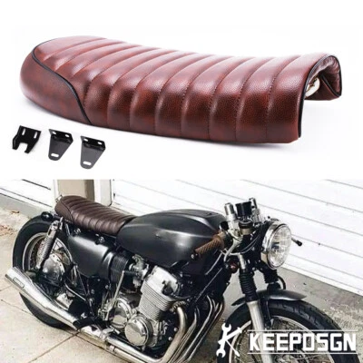 Motorcycle Cafe Racer Seat Flat Saddle PU For Honda CB 750 125 250 300 400 500 - Image 1 of 4