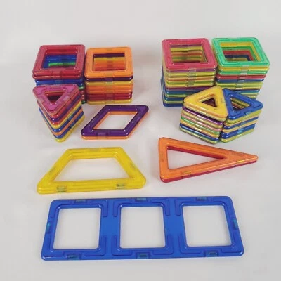 Magnetic Building Tiles 74 pc Construction Blocks Magfromers & Unbranded Lot - Image 1 of 4