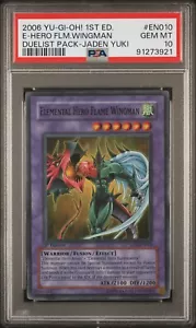 YUGIOH PSA 10 Elemental Hero Flame Wingman DP1-EN010 Super Rare 1st Edition *921 - Picture 1 of 3