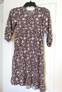Girl's RYLEE + CRU Dress Brown Floral Pattern Size 8 - 9 Y - Picture 1 of 3