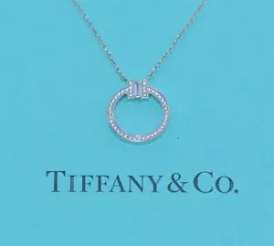 Tiffany & Co T Diamond 18K White Gold Pendant Necklace - Picture 1 of 5