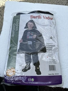 Darth Vader Halloween Costume Toddler Size 3-4 Ages Med Jumpsuit , Hood, Cape - Picture 1 of 9