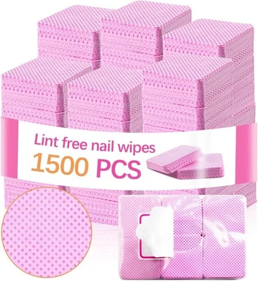 1500 piezas toallitas para uñas sin pelusa, rosa sin pelusa toallitas para uñas para gel Foto 1 de 4