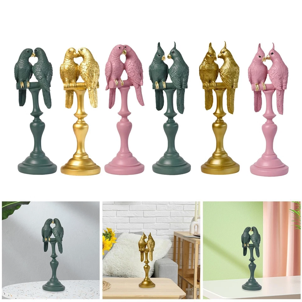 Ornamento de casal papagaio estátua de pássaro adorável criativo moderno presente estatueta de papagaio - Imagem 1 de 1