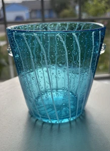 Vintage Venini for Disaronno Blue Hand Blown Glass Ice Bucket Made in Italy - Picture 1 of 13