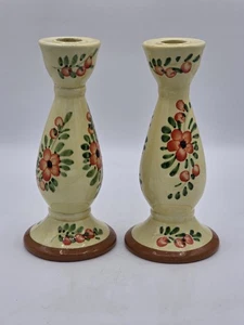 Vintage italienisches handbemaltes Keramik Paar Kerzenständer von Pizzato gelb... - Bild 1 von 8