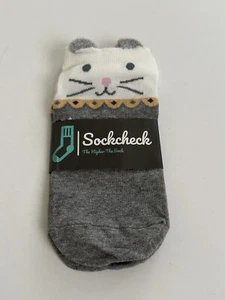 Happy Cat Gray Ankle Socks for Women Cute Socks Novelty Socks Fun Socks - Picture 1 of 2