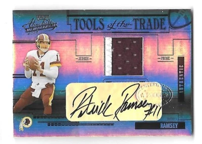PATRICK RAMSEY 2005 Playoff Absolute Tools Trade Material Black jersey auto /25 - Image 1 of 2