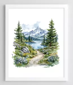 Berg Wandbild Kunstdruck, Waldweg Wandbild Deko, Wald Wohndeko #99 - Bild 1 von 2