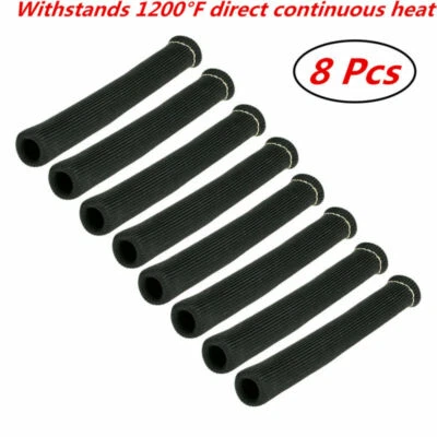 1200° Black Heat Shield Spark Plug Wire Protector Sleeve Covers SBC BBC 350 454 - Image 1 of 4