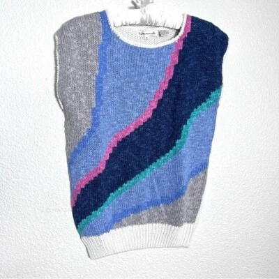 Suéter Vintage Jason Maxwell Mezcla de Lino Tejido Sin Mangas Pasteles Talla Mediana Foto 1 de 4