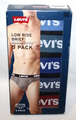 Paquete de 5 calzoncillos Levi's de tiro bajo de algodón negros XL 40-42" ropa interior para hombre de algodón Foto 1 de 3